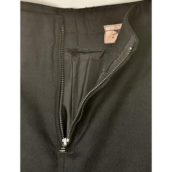 VTG X-L Hombre Wide Leg Wool Dress Pants Women L Black Pleated Zip Up Pockets - Picture 8 of 13